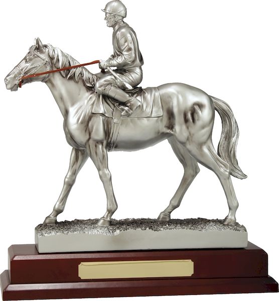 Horse Trophy Silver Jockey