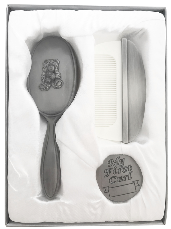 1st Curl Brush & Comb Set Pewter Finish