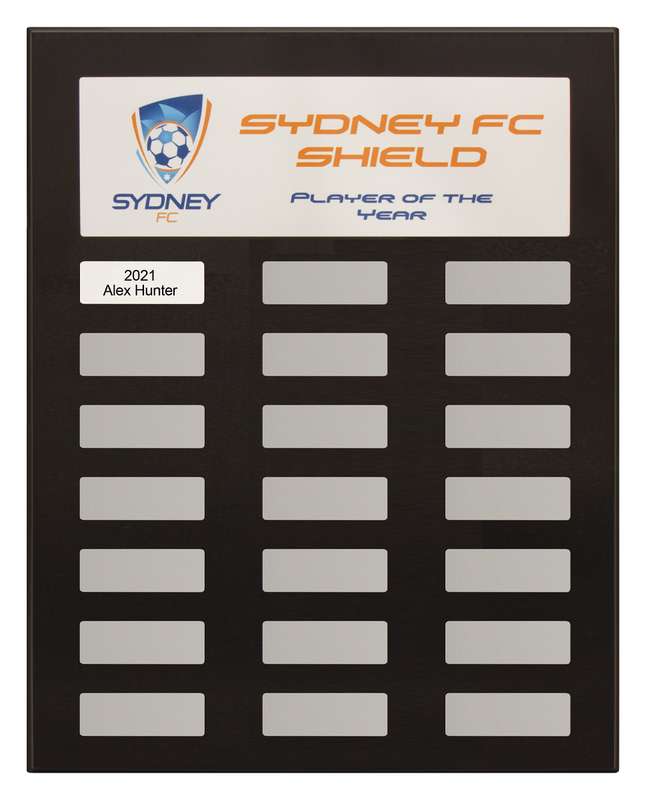 Black Piano Finished Plaque with Colour Heading