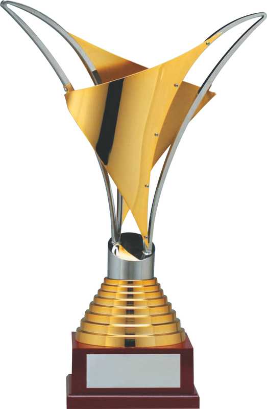 Gold Plated Silver Trim Finishes Hand made Victory Trophy