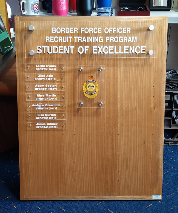 Tas. Oak with Acrylic Honour Board